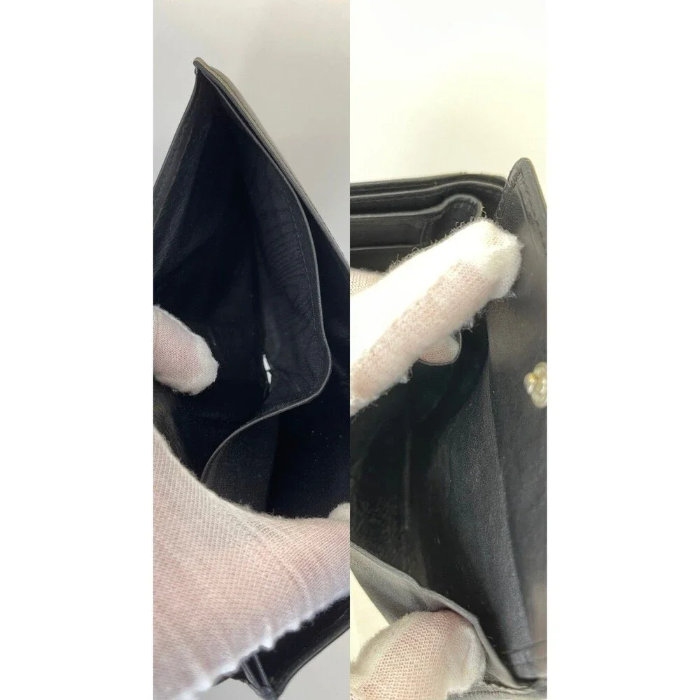 GUCCI G Logo Leather Bifold Wallet Black Authentic Vintage Made in Italy/108